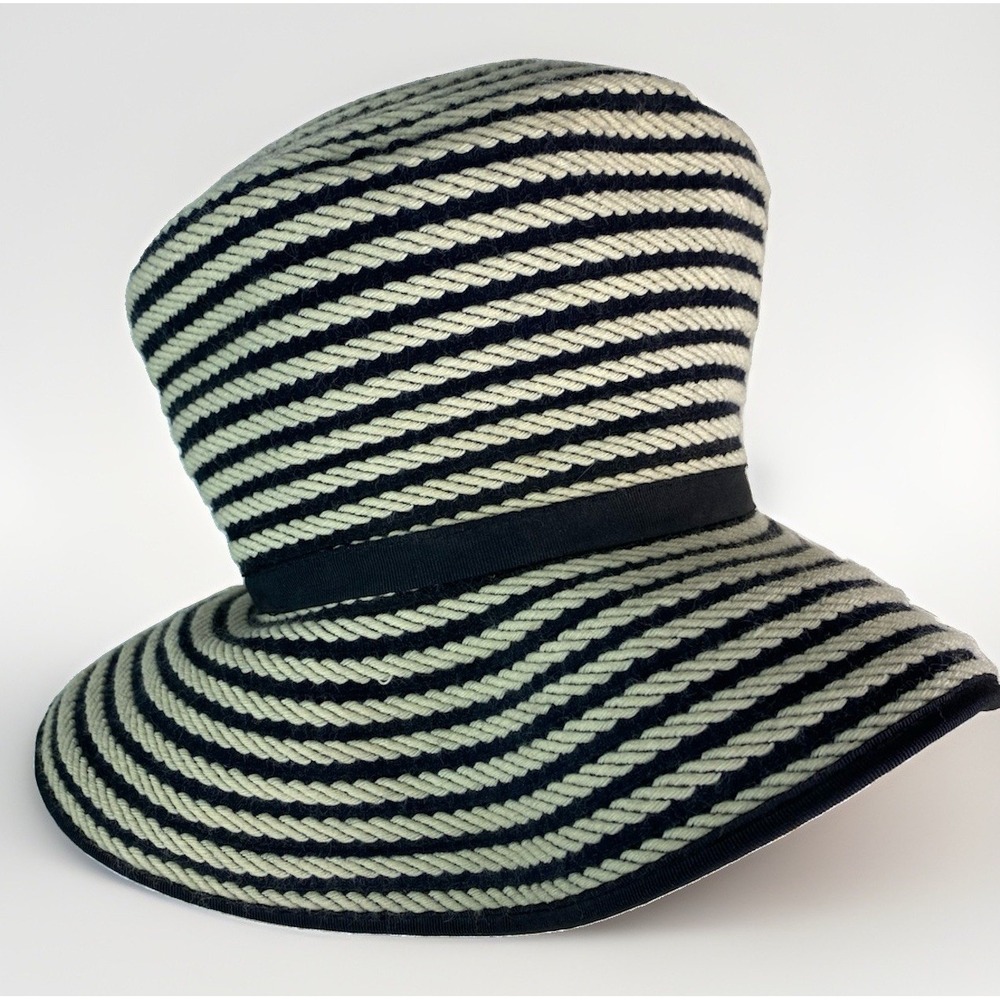 Barbara Bui Paris Women's Ivory Black Woven Wide Brim Hat